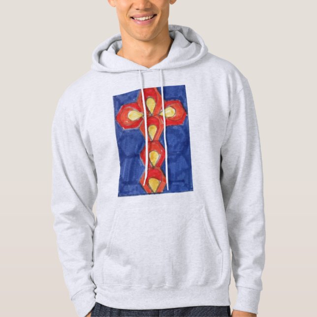 Cross Motif Men's Basic Hooded Sweatshirt (Front)
