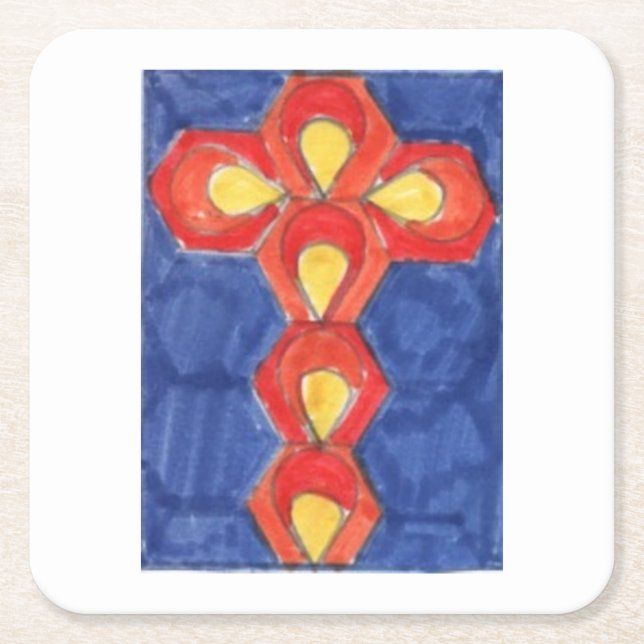 Cross Motif Square Coasters (Front)