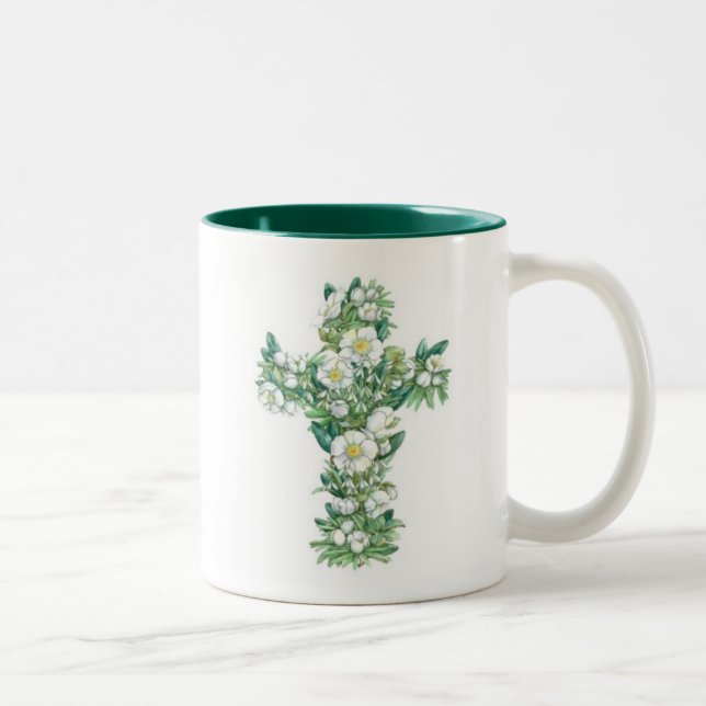 Cross mug - Winter Flowers (Right)