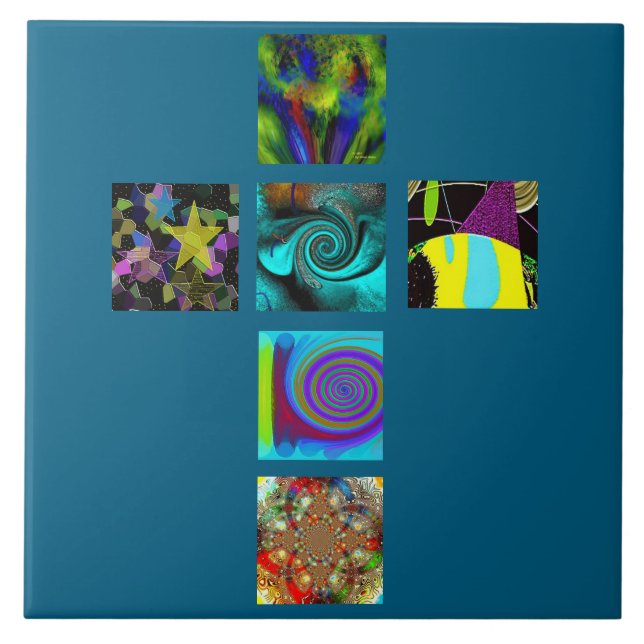 "Cross/Multi Effect" (Large) Ceramic Tile (Front)