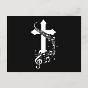 Cross Music Notes Musician Singer Singing Gift Postcard