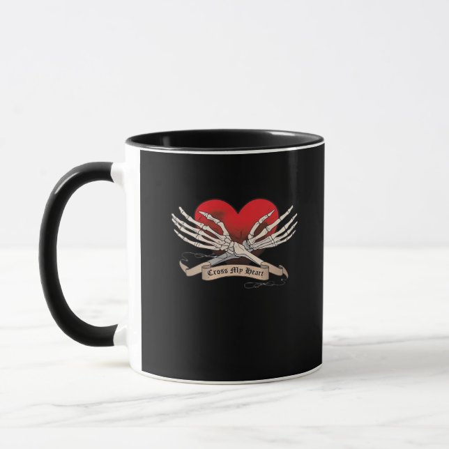 Cross My Heart (Hope To Die) - Skeleton Hands Hear Mug (Left)