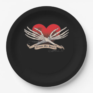 Cross My Heart Hope To Die Skeleton Hands Hearts Paper Plate