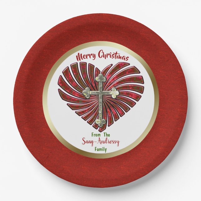 Cross-My-Heart Personalised Christmas Paper Plate (Front)