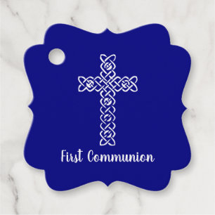 Cross Navy Blue Communion Baptism Christening Favour Tags