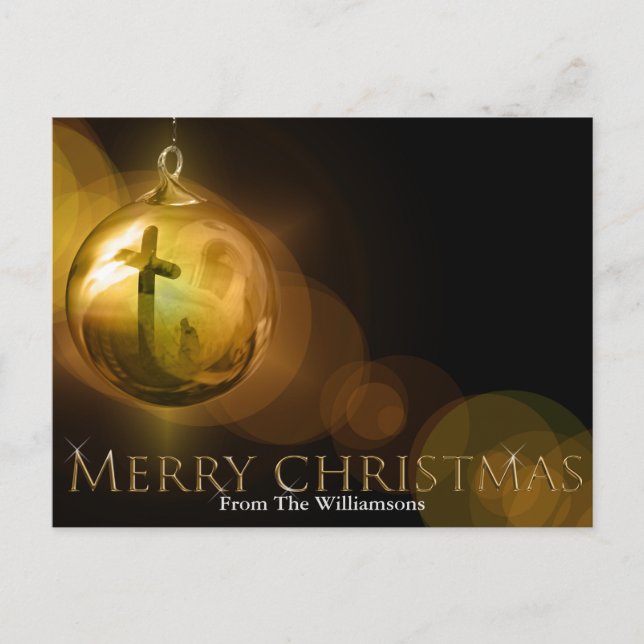 Cross of Christ Ornament Reflection Christmas Postcard (Front)
