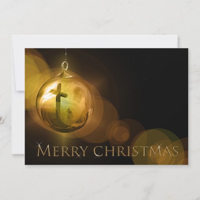 Cross of Christ Ornament Reflection Customised Holiday Card (Front)