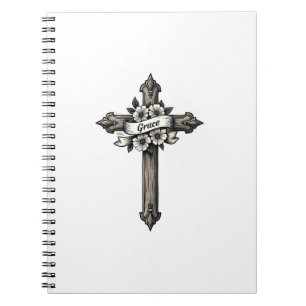 Cross of Grace Engraved Christian Shirt (1) Notebook