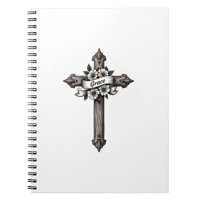 Cross of Grace Engraved Christian Shirt (1) Notebook (Front)