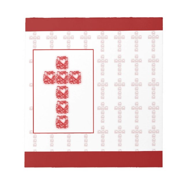 Cross Of Hearts On Red Notepad (Front)