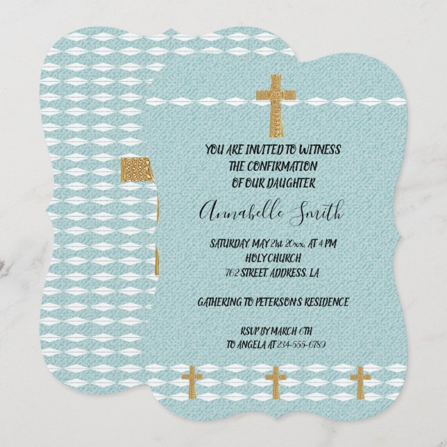 Cross of Light Jesus Christ  CONFIRMATION Invitation (Front/Back)