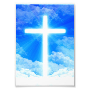 Cross of Light Jesus Christ Customisable Christian Photo Print
