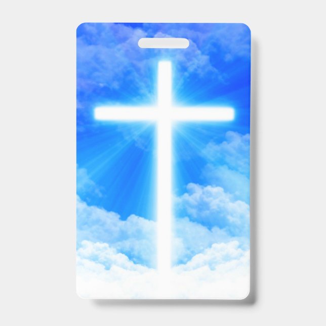 Cross of Light Jesus Christ Customizable Christia ID Badge (Front)