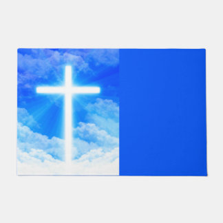 Cross of Light Jesus Christ Customizable Christian Doormat