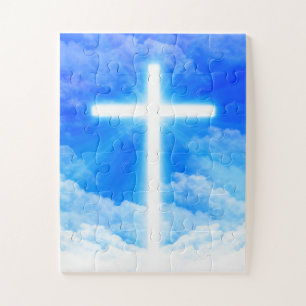 Cross of Light Jesus Christ Customizable Christian Jigsaw Puzzle