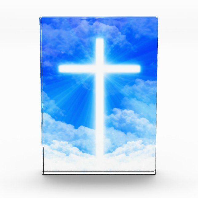 Cross of Light Jesus Christ Customizable Christian Photo Block (Front)