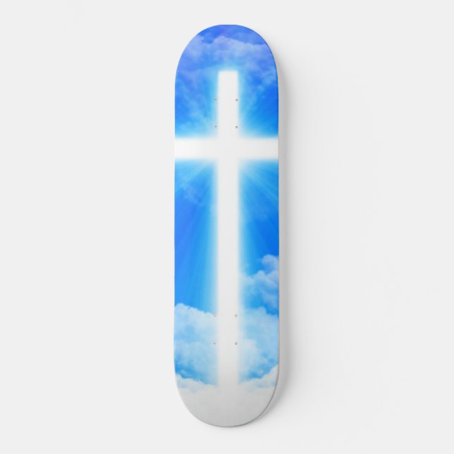 Cross of Light Jesus Christ Customizable Christian Skateboard (Front)