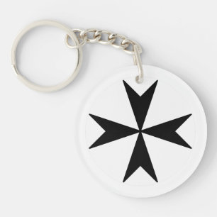 Cross Of Malta v2 (black on white) Key Ring