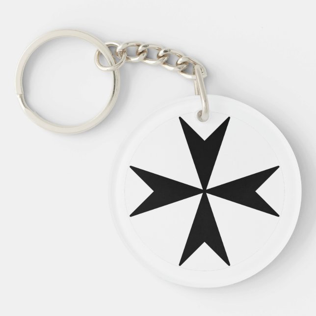 Cross Of Malta v2 (black on white) Key Ring (Front)