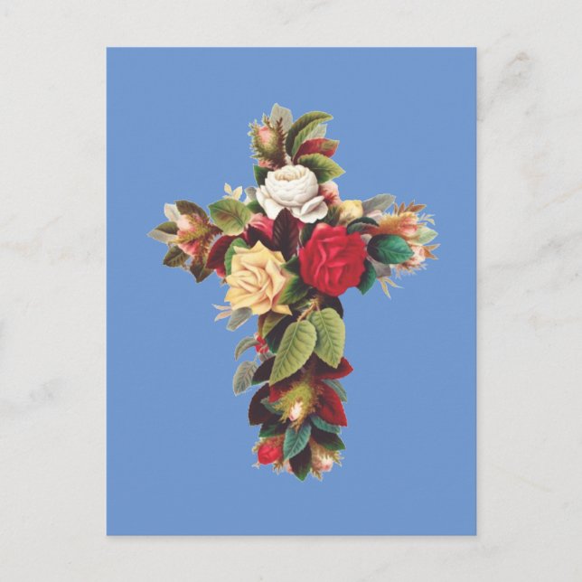 Cross of Roses Holiday Postcard (Front)