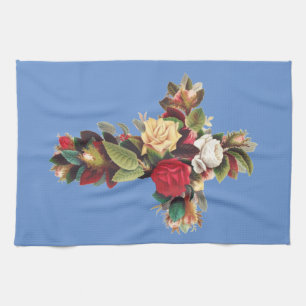 Cross of Roses Tea Towel