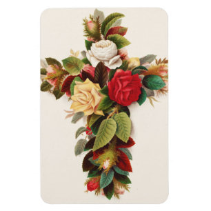 Cross of roses, Victorian era illustration Magnet