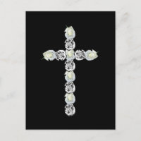 Cross of Silver and White Roses