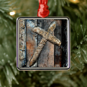 Cross of Strength Metal Tree Decoration