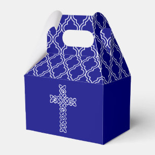 Cross on Navy Blue First Communion Favour Box