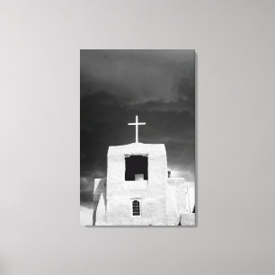 Cross on oldest church, San Miguel, Santa Fe, Canvas Print