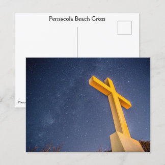 Cross on Pensacola Beach with Milky way Postcard
