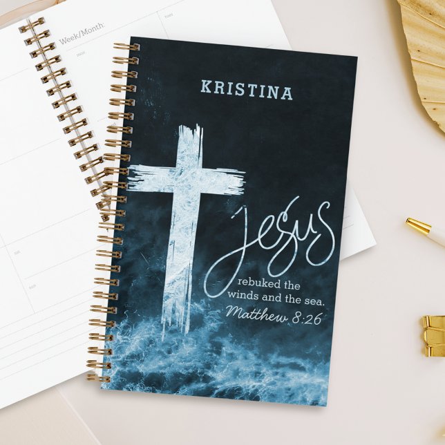 Cross on Raging Water Bible Verse Personalised Planner (Creator Uploaded)