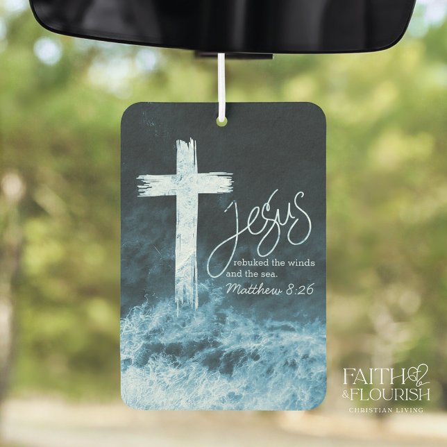 Cross on Water Dark Blue Bible Scripture Car Air Freshener (Creator Uploaded)