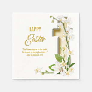 Cross Orchid Easter Scripture Napkin