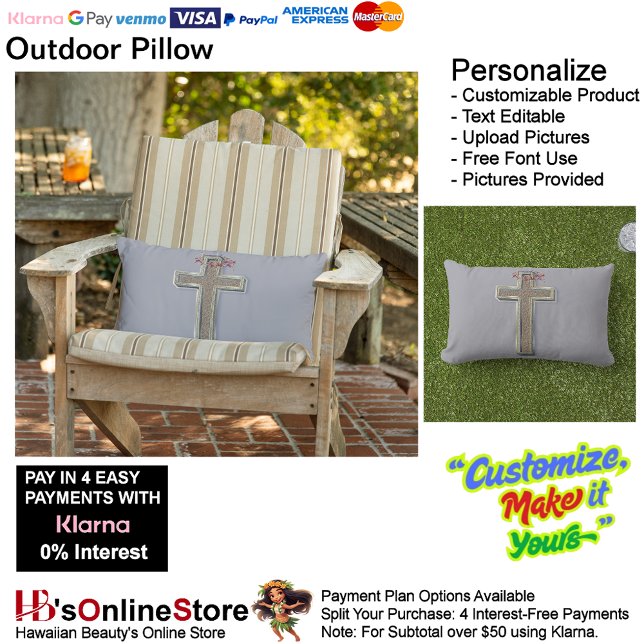 Cross Outdoor Pillow with Gray Background  (Cross Outdoor Pillow with Gray Background.)