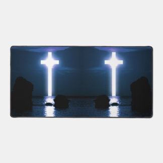 Cross Over Water Evening Sunset Artistic Photo Desk Mat