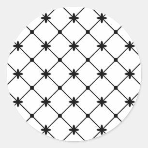 Cross Pattern Black and White Classic Round Sticker