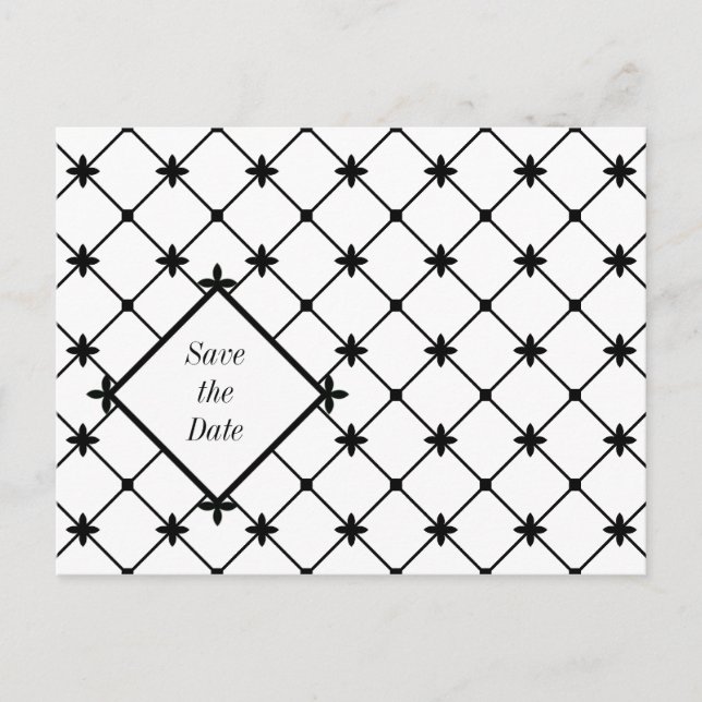 Cross Pattern Save the Date Black White Postcards (Front)