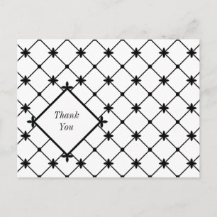 Cross Pattern Thank You Black White Postcards