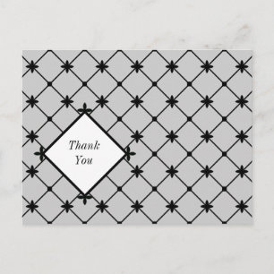Cross Pattern Thank You Black White Postcards