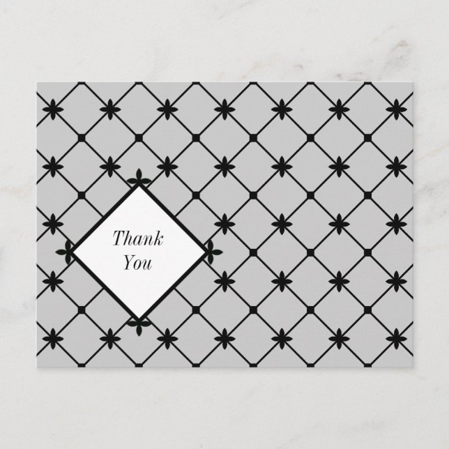 Cross Pattern Thank You Black White Postcards (Front)