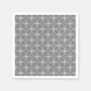 Cross Pendant Pattern on Grey Grid Napkin