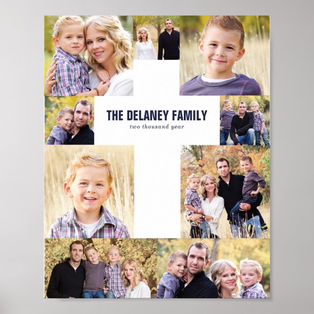 Cross Photo Collage Family Photo Gift Poster (Front)