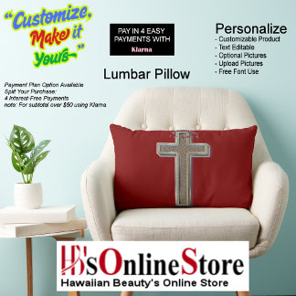 Cross Polyester Lumbar Pillow with Red Background