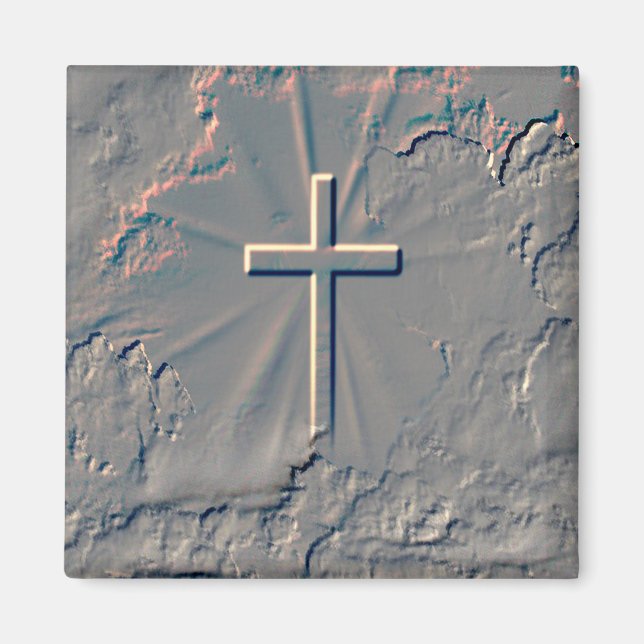 CROSS POPPING OUT FROM ROCK MAGNET (Front)