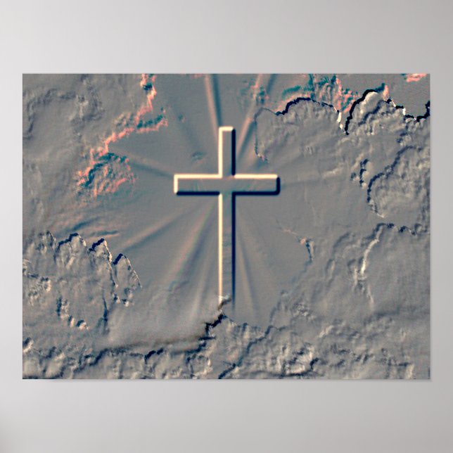 CROSS POPPING OUT FROM ROCK POSTER (Front)