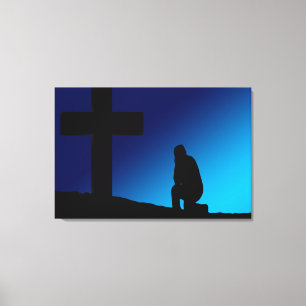 Cross Prayer Banner Canvas Print