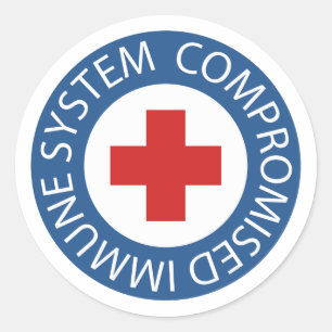 Cross Red Blue Compromised Immune System Classic Round Sticker