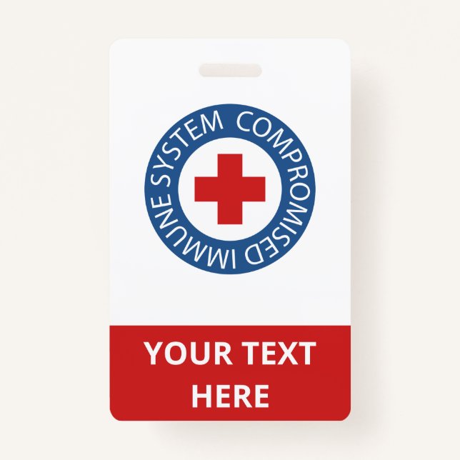 Cross Red Blue Compromised Immune System ID Badge (Front)