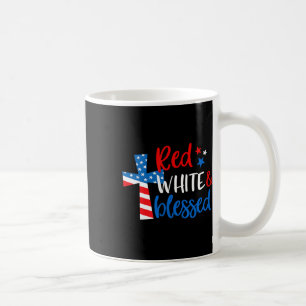 Cross Red White & Blessed 4th Of July Men Wome Coffee Mug